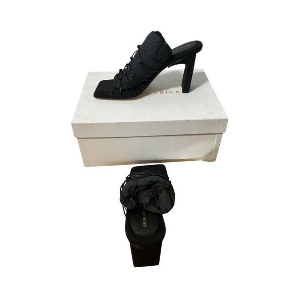 Good American Women's Knotted High Heel Slide Sandals Size 9 GA372N-X Neoprene - Picture 4 of 11